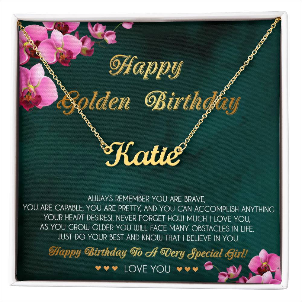 Personalized Name Necklace, Golden Birthday Gift Necklace, Happy Golden Birthday, Golden Birthday Jewelry, Gift for Golden Birthday, Golden Birthday Her