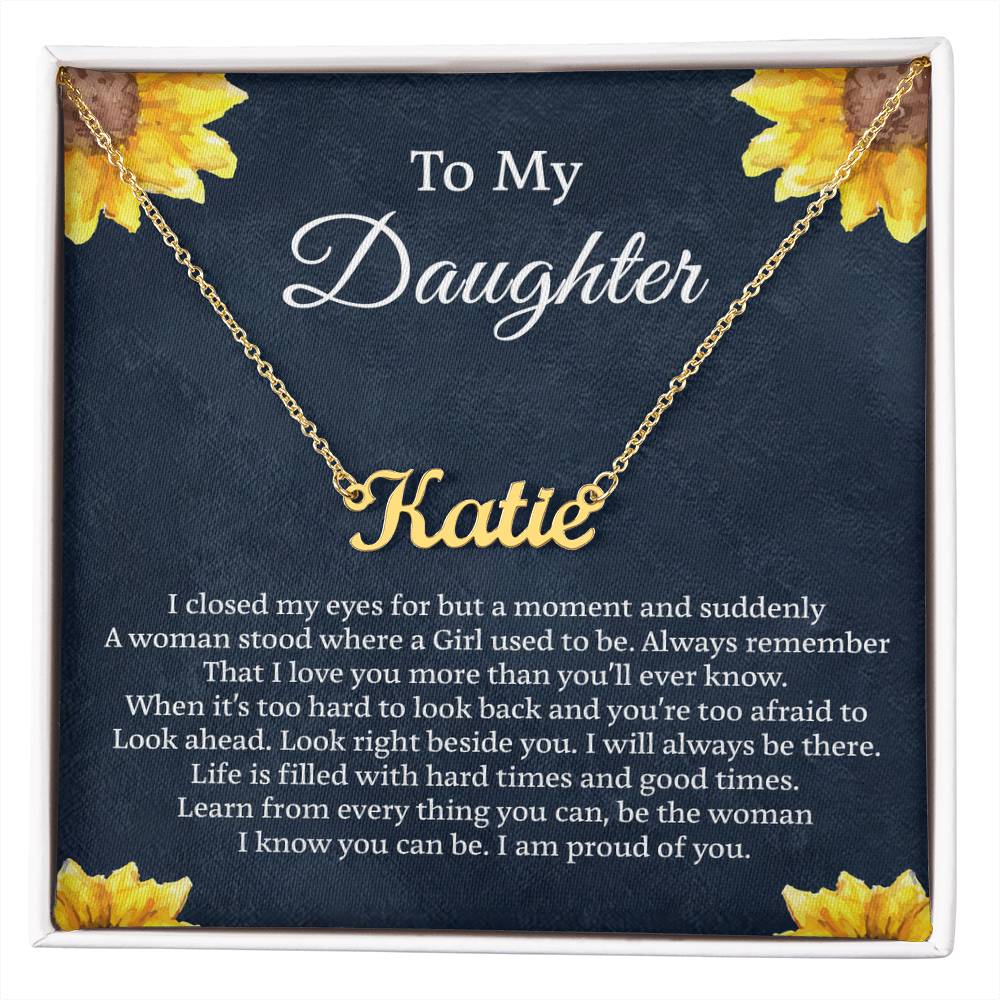 To My Daughter Flower Name Necklace, Personalized Gift for Daughter, Daughter Birthday Gift Message Card Jewelry, Handmade Necklace - Personalized Gift, with Box On Birthday Anniversary Christmas