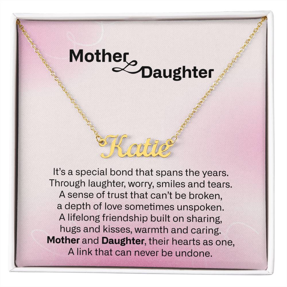 Gift for Mom Daughter Personalized Name Necklace with Heart Mother Daughter Necklace Birthday Mother's Day Gift for Mum Daughter with Love Card