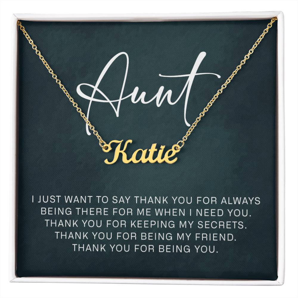 Jewelry Gifts for Aunt from Niece Nephew, Personalized Name Necklace on Sentimental Quote Card