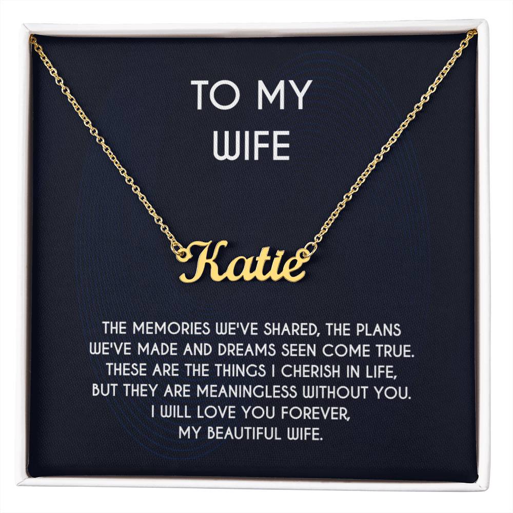 To My Beautiful Wife Necklace, Necklace From Husband Personalized Name Jewelry, Message Card and Box Necklaces for Women, Wife's Necklace for Anniversary