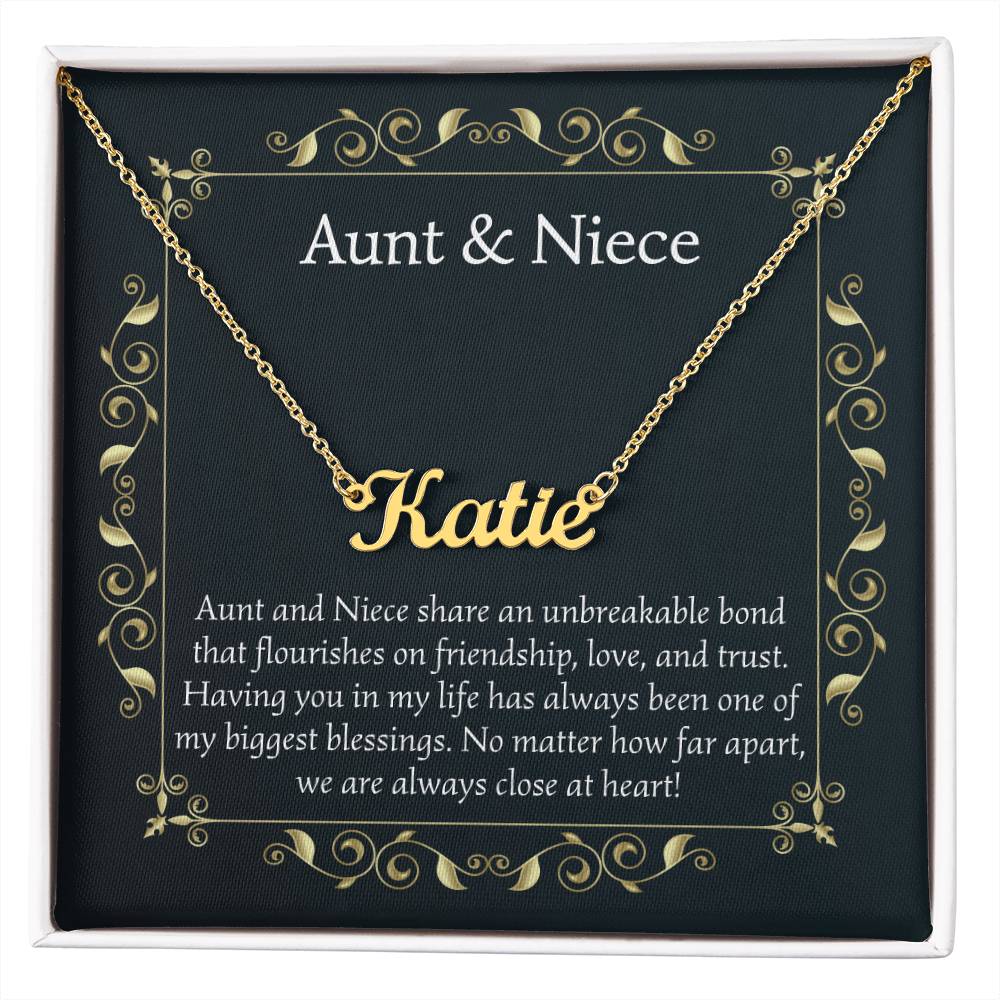 Christmas Gifts for Aunt and Niece Necklace Aunt Gifts from Niece Jewelry Gifts for Auntie Birthday Gifts, Name Necklace Card