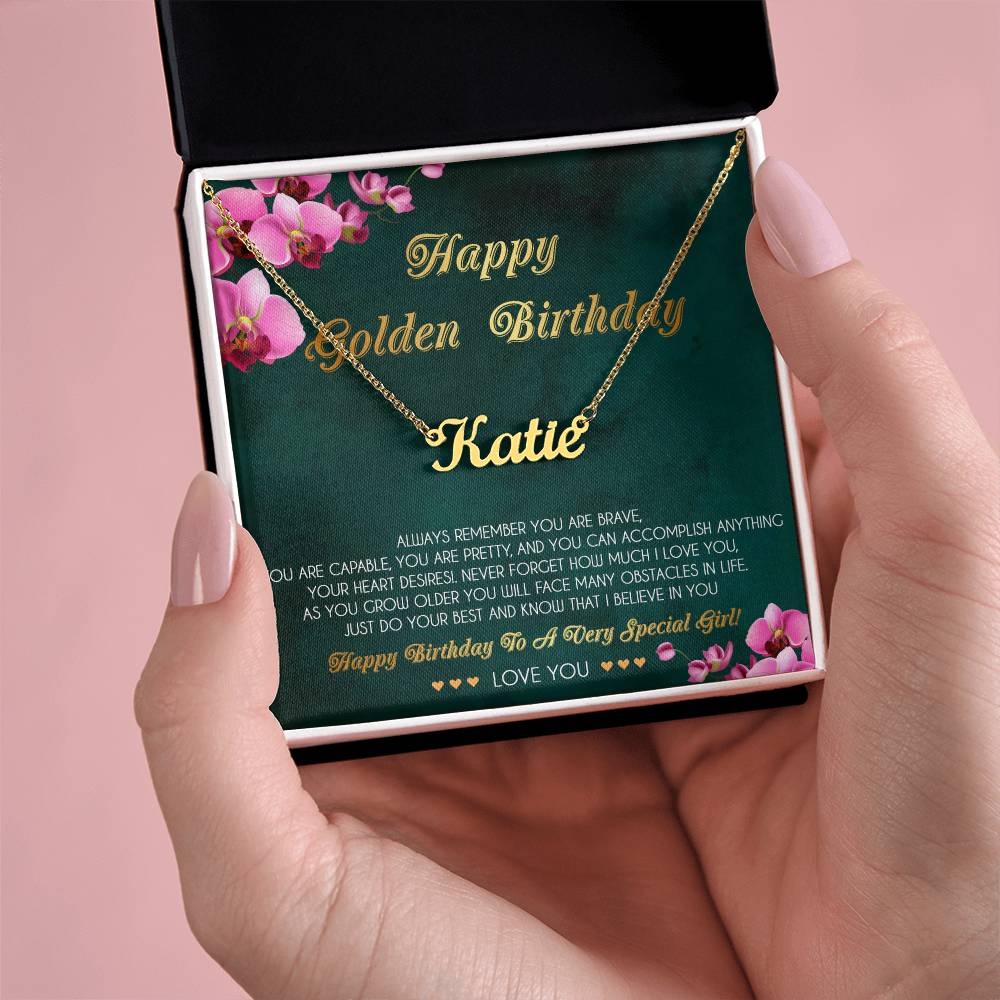 Personalized Name Necklace, Golden Birthday Gift Necklace, Happy Golden Birthday, Golden Birthday Jewelry, Gift for Golden Birthday, Golden Birthday Her