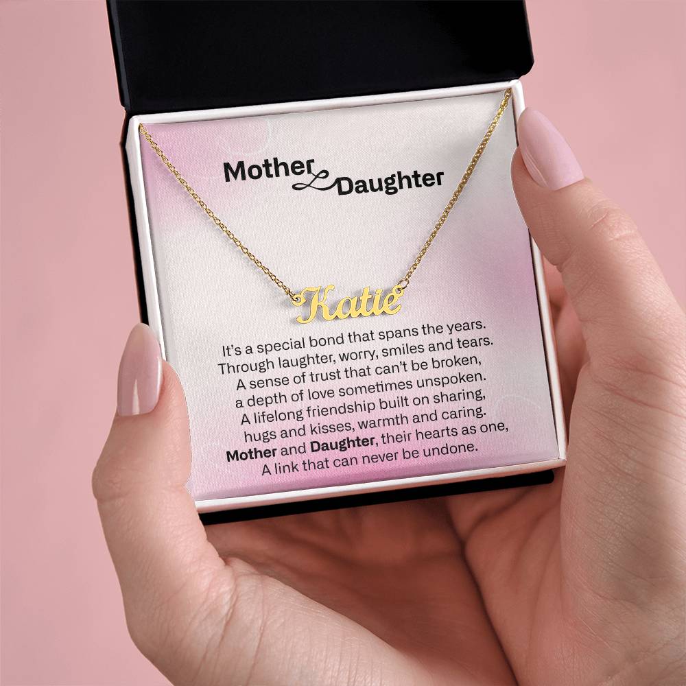 Gift for Mom Daughter Personalized Name Necklace with Heart Mother Daughter Necklace Birthday Mother's Day Gift for Mum Daughter with Love Card