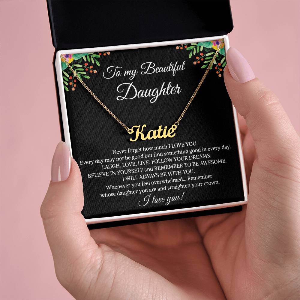 To My Beautiful Daughter Necklace, Mother's Day Graduation Birthday Christmas Jewelry Gifts from Mom Dad with Heartfelt Message Card & Elegant Box