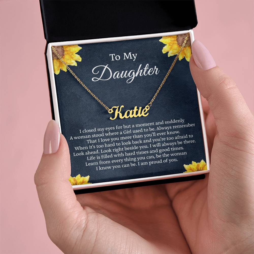 To My Daughter Flower Name Necklace, Personalized Gift for Daughter, Daughter Birthday Gift Message Card Jewelry, Handmade Necklace - Personalized Gift, with Box On Birthday Anniversary Christmas