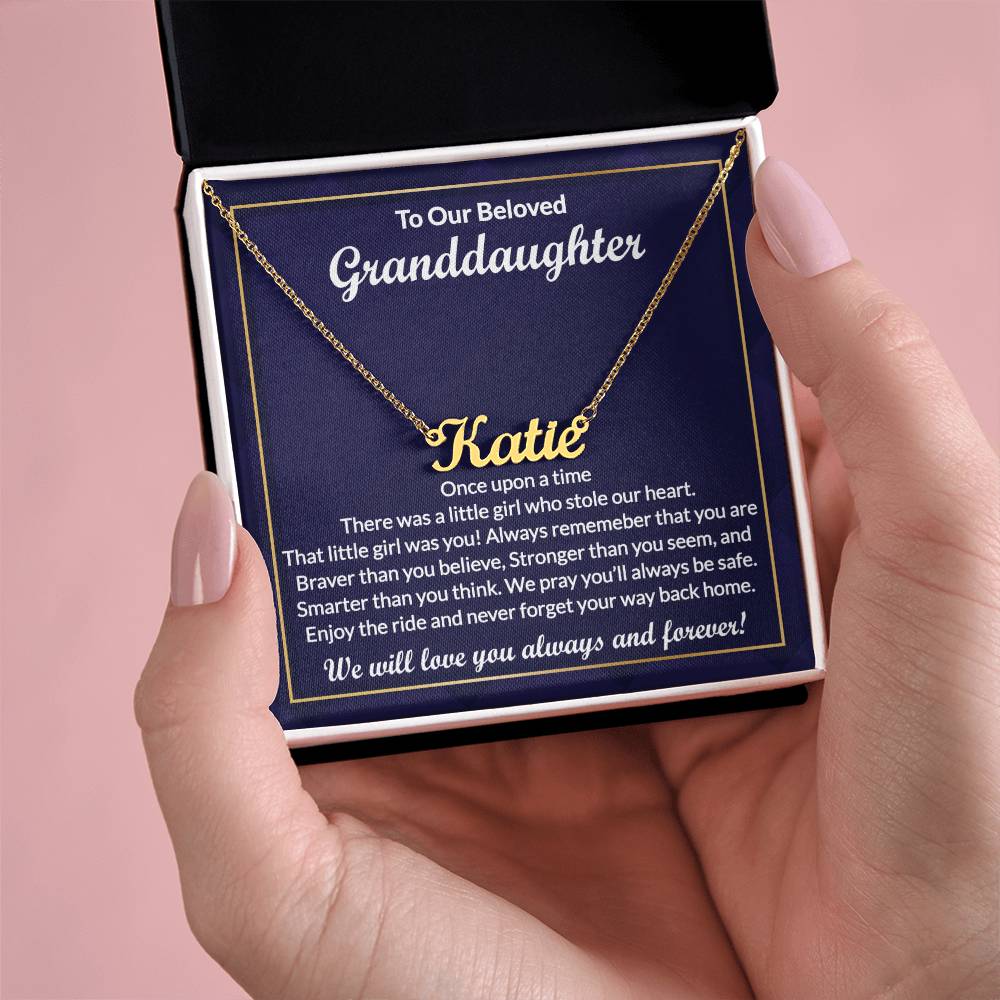 Custom Granddaughter Necklace Gifts from Grandma, Grandpa, Grandfather - Perfect for Graduation, Birthday, Personalized Name Jewelry
