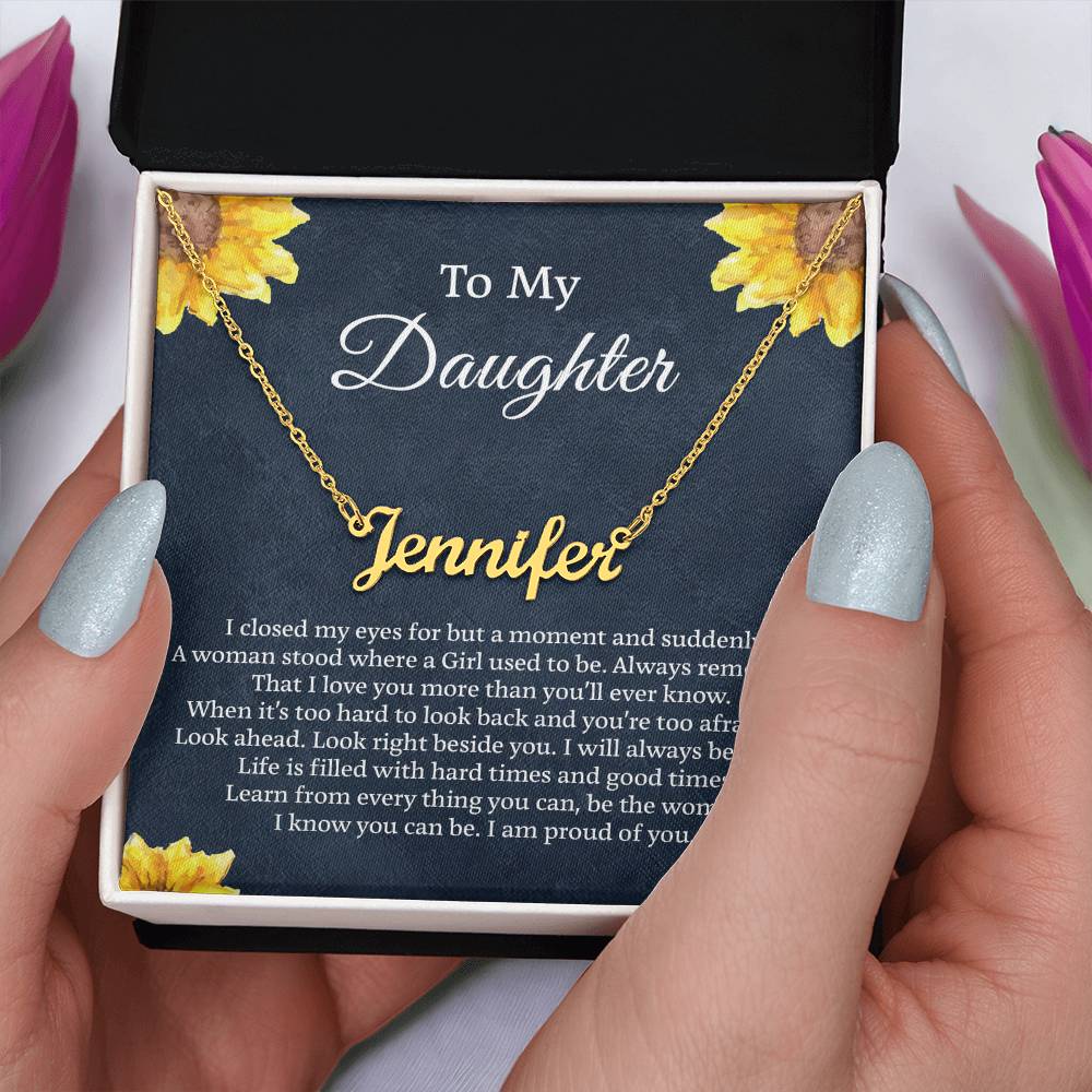 To My Daughter Flower Name Necklace, Personalized Gift for Daughter, Daughter Birthday Gift Message Card Jewelry, Handmade Necklace - Personalized Gift, with Box On Birthday Anniversary Christmas