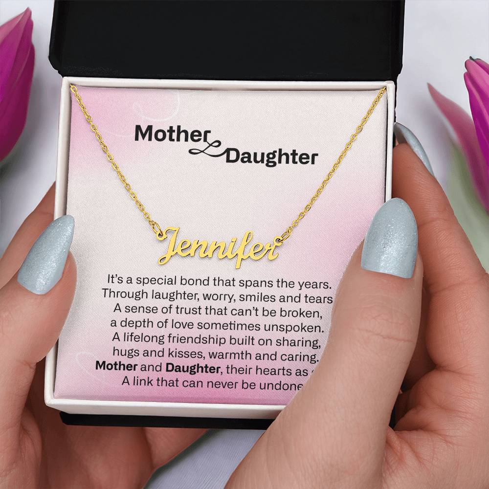 Gift for Mom Daughter Personalized Name Necklace with Heart Mother Daughter Necklace Birthday Mother's Day Gift for Mum Daughter with Love Card