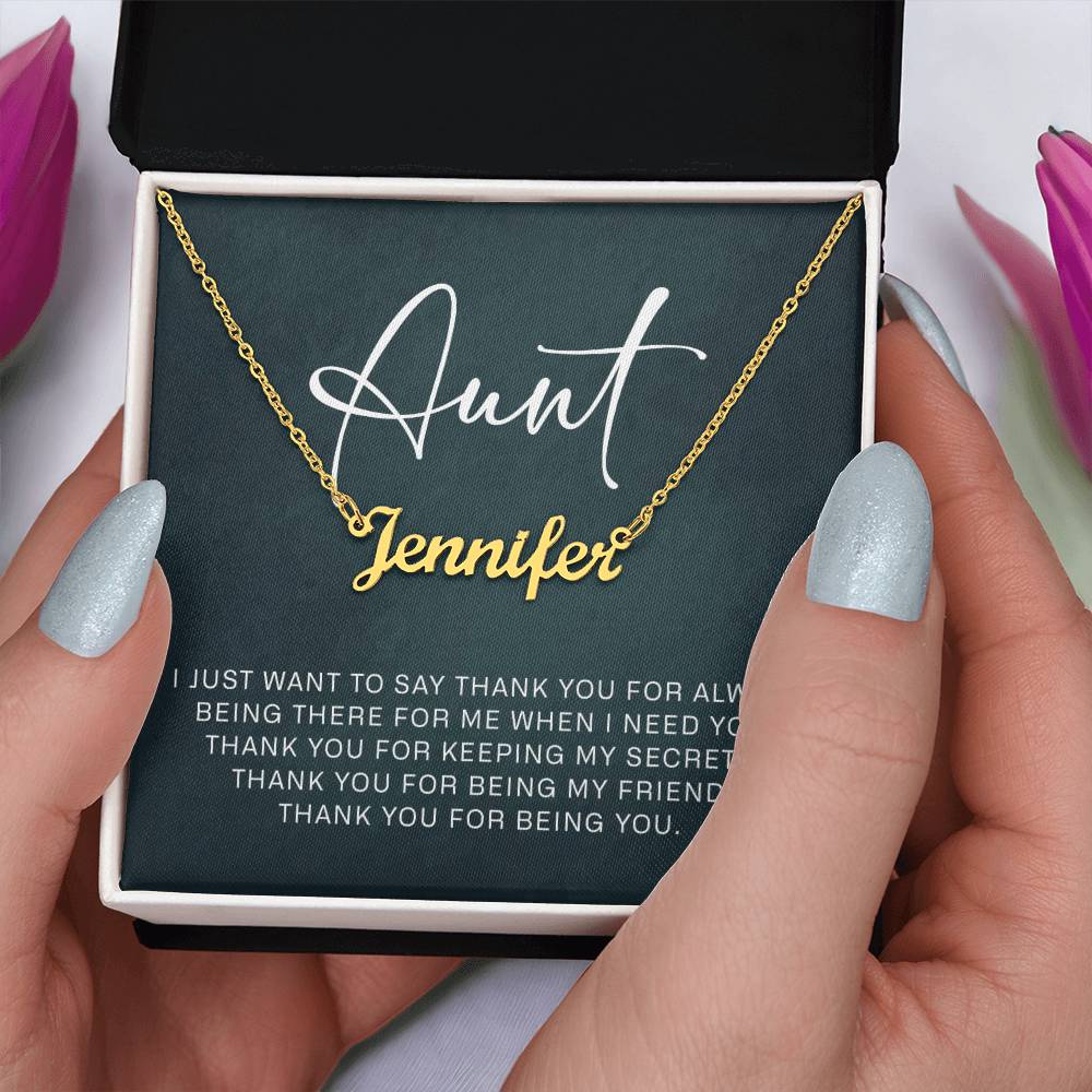 Jewelry Gifts for Aunt from Niece Nephew, Personalized Name Necklace on Sentimental Quote Card