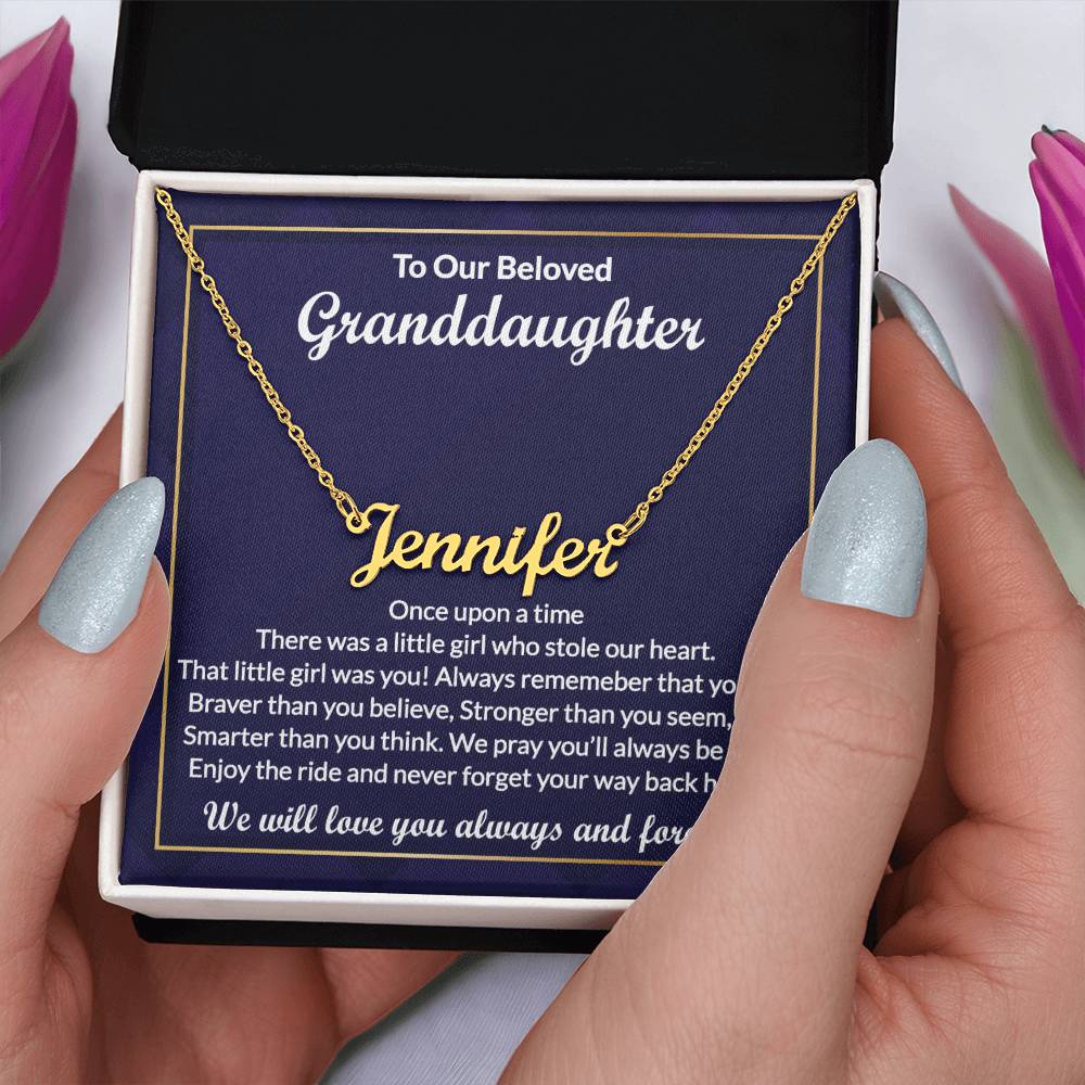 Custom Granddaughter Necklace Gifts from Grandma, Grandpa, Grandfather - Perfect for Graduation, Birthday, Personalized Name Jewelry