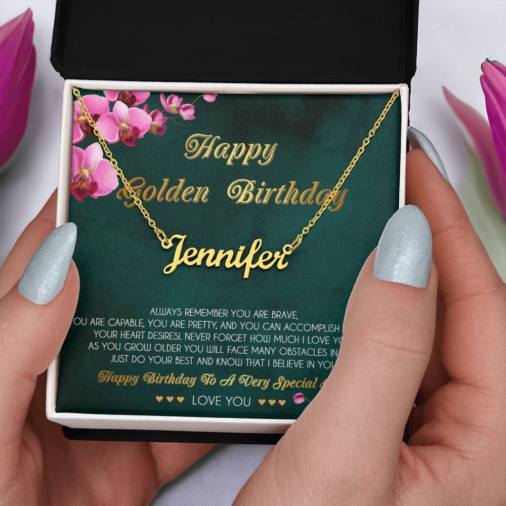 Personalized Name Necklace, Golden Birthday Gift Necklace, Happy Golden Birthday, Golden Birthday Jewelry, Gift for Golden Birthday, Golden Birthday Her