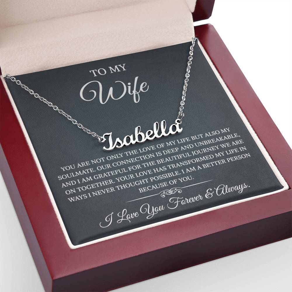 To My Wife Necklace from Husband with Message Card Romantic Gifts for Wife  Name Necklace for Women, Wife Jewelry Rose Gold, Wife Birthday Anniversary Valentines Mothers Day Gifts