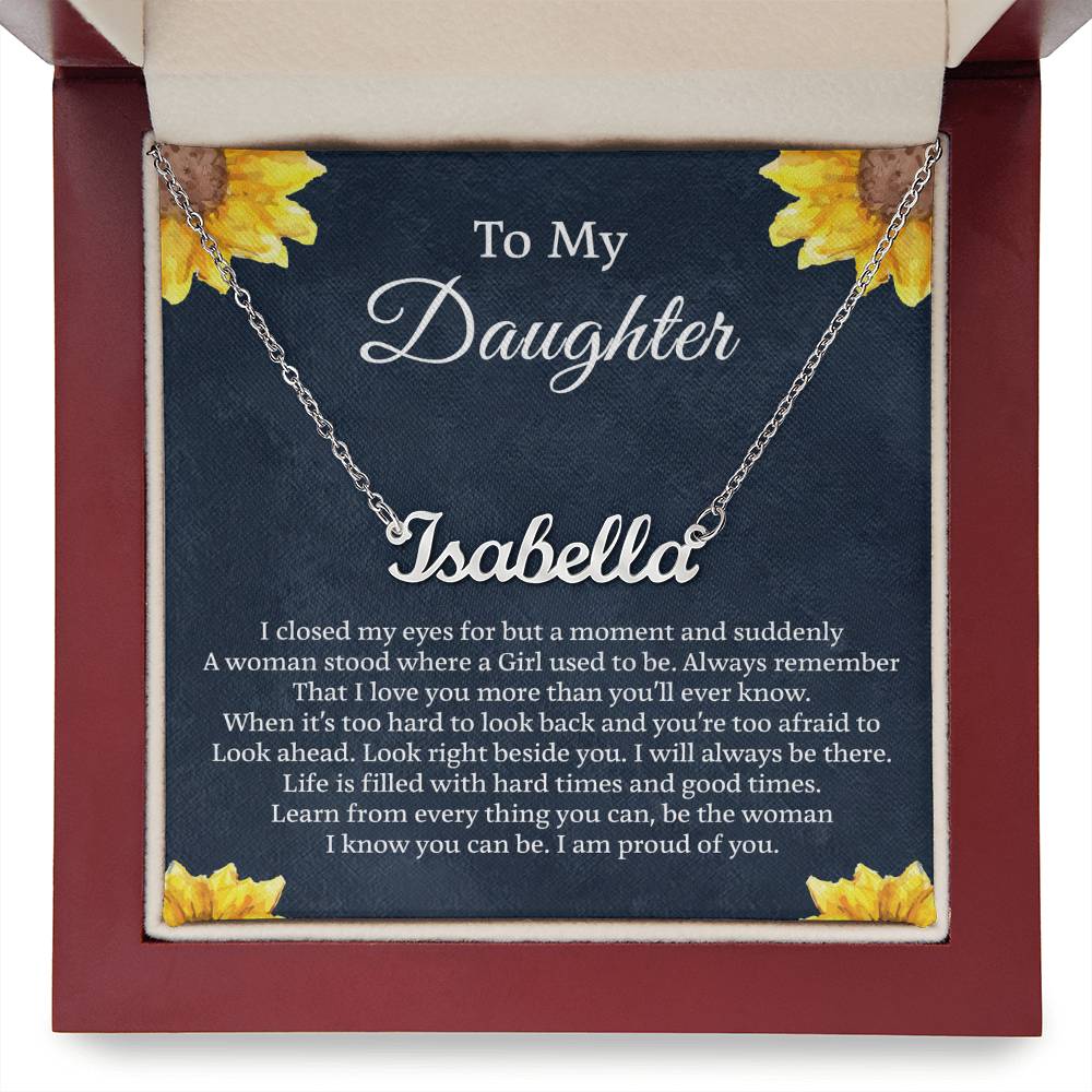 To My Daughter Flower Name Necklace, Personalized Gift for Daughter, Daughter Birthday Gift Message Card Jewelry, Handmade Necklace - Personalized Gift, with Box On Birthday Anniversary Christmas