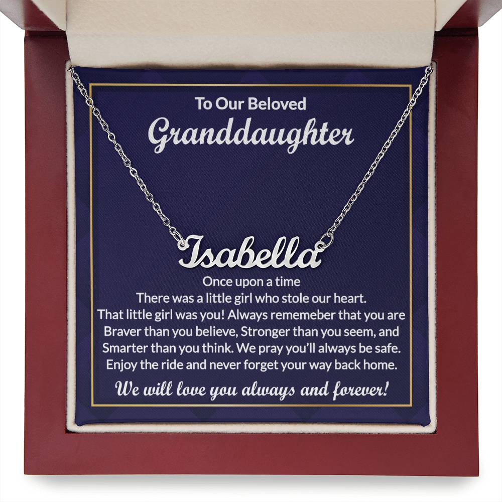 Custom Granddaughter Necklace Gifts from Grandma, Grandpa, Grandfather - Perfect for Graduation, Birthday, Personalized Name Jewelry