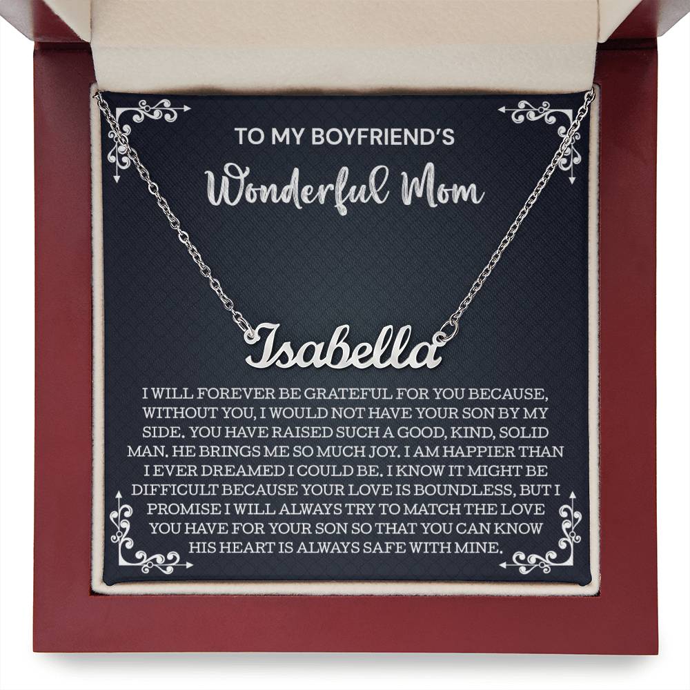 To My Boyfriend's Mom Gift, Personalized Name Necklace, Gifts for Boyfriends Mom Necklace, To My Boyfriends Mom Gifts On Birthday Christmas