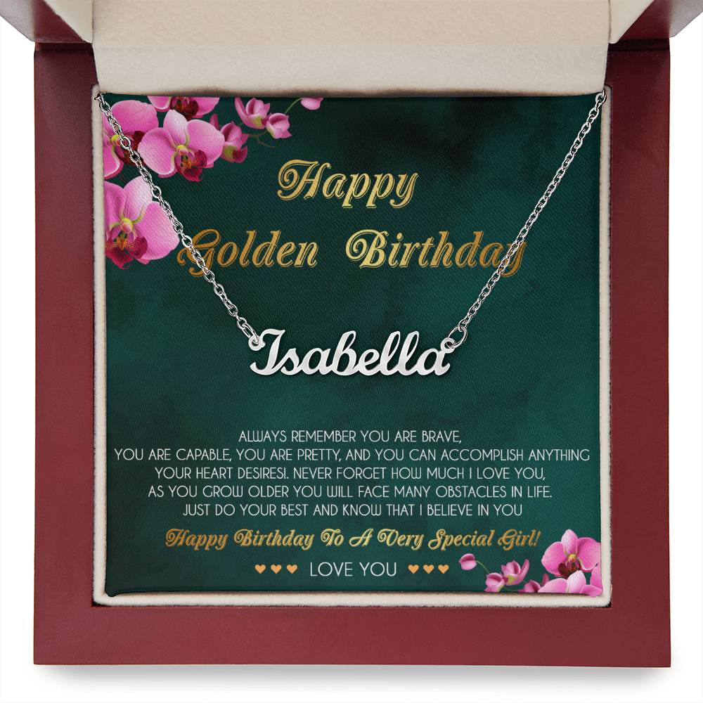 Personalized Name Necklace, Golden Birthday Gift Necklace, Happy Golden Birthday, Golden Birthday Jewelry, Gift for Golden Birthday, Golden Birthday Her
