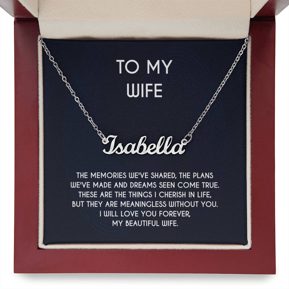 To My Beautiful Wife Necklace, Necklace From Husband Personalized Name Jewelry, Message Card and Box Necklaces for Women, Wife's Necklace for Anniversary