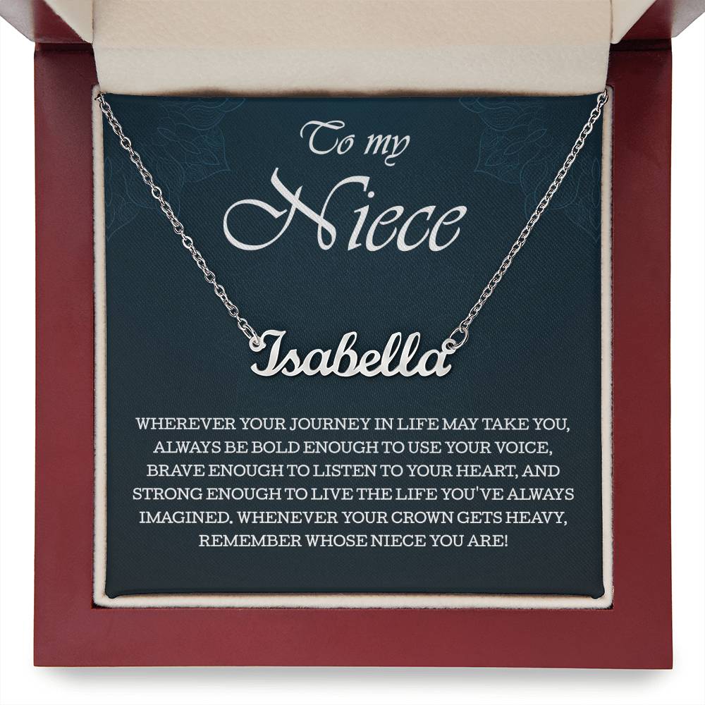 To My Niece Personalized Name Necklace, Perfect Birthday or Graduation Gift with Blessing Card and Gift Box Packaging