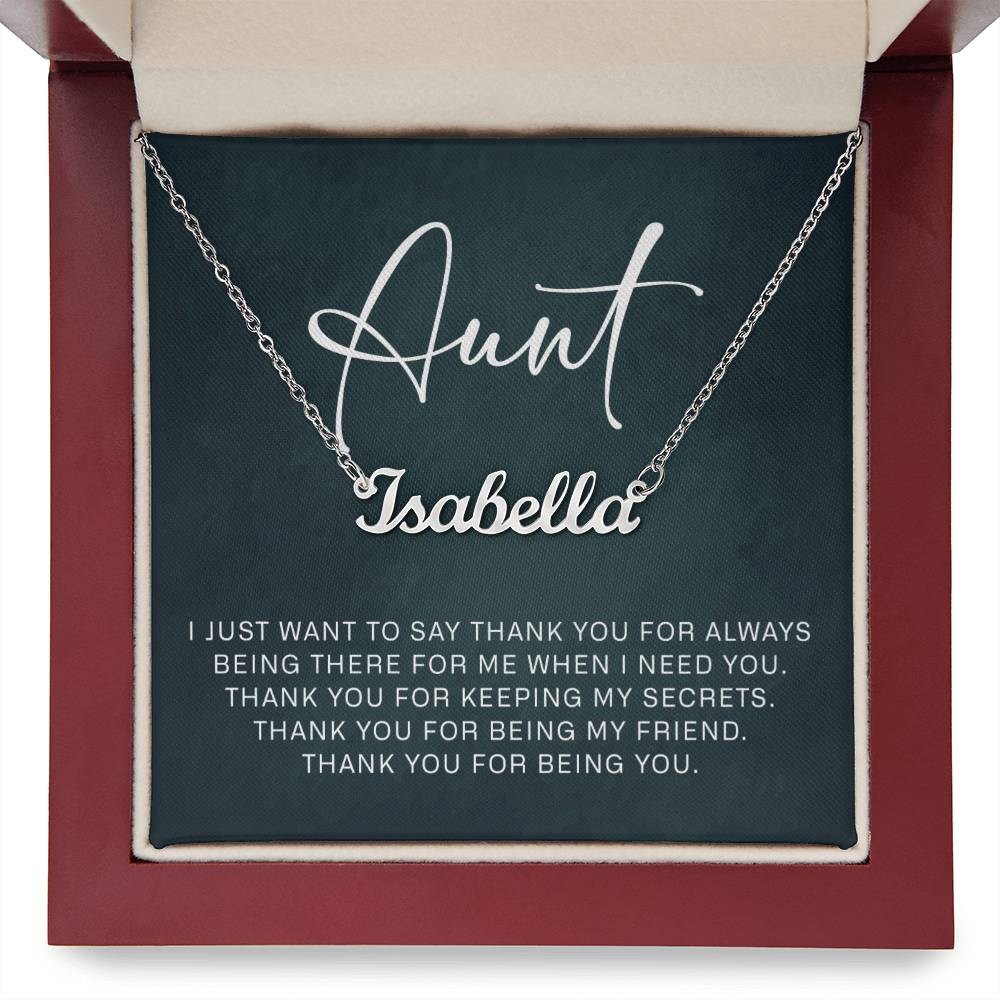 Jewelry Gifts for Aunt from Niece Nephew, Personalized Name Necklace on Sentimental Quote Card