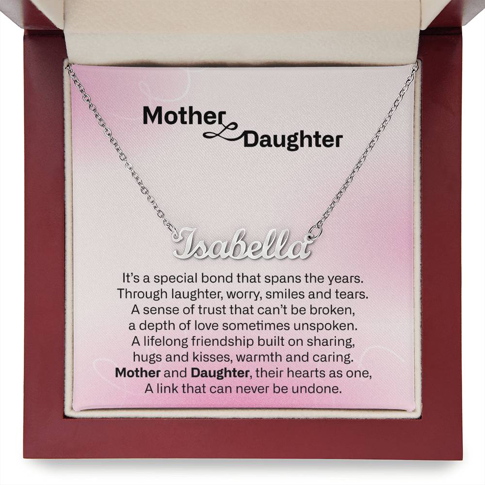 Gift for Mom Daughter Personalized Name Necklace with Heart Mother Daughter Necklace Birthday Mother's Day Gift for Mum Daughter with Love Card
