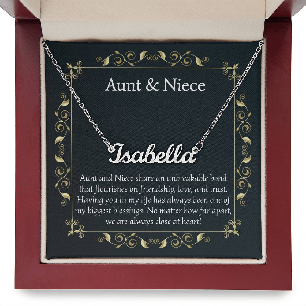 Christmas Gifts for Aunt and Niece Necklace Aunt Gifts from Niece Jewelry Gifts for Auntie Birthday Gifts, Name Necklace Card