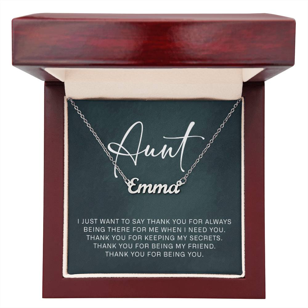 Jewelry Gifts for Aunt from Niece Nephew, Personalized Name Necklace on Sentimental Quote Card