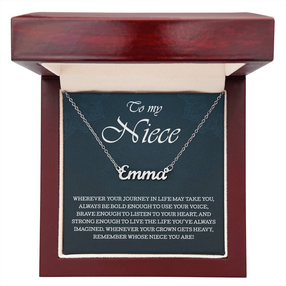 To My Niece Personalized Name Necklace, Perfect Birthday or Graduation Gift with Blessing Card and Gift Box Packaging