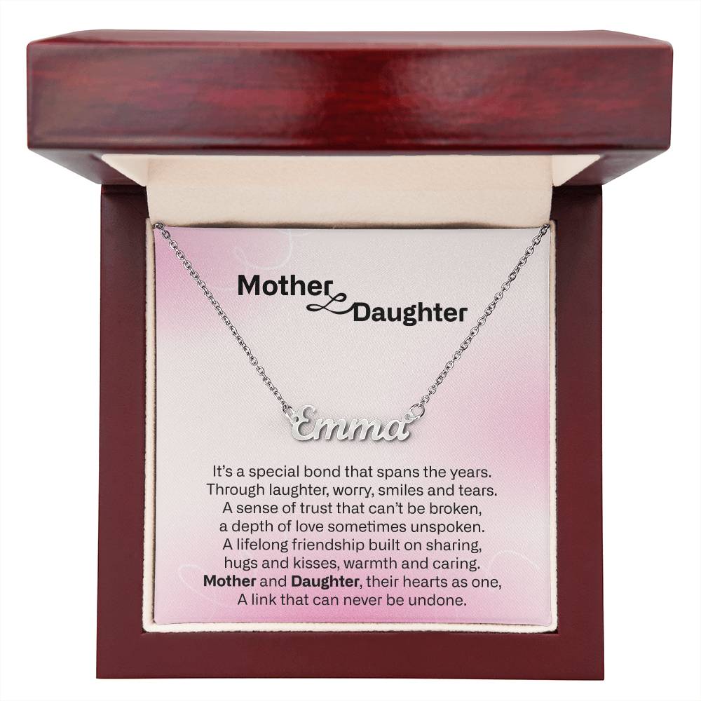 Gift for Mom Daughter Personalized Name Necklace with Heart Mother Daughter Necklace Birthday Mother's Day Gift for Mum Daughter with Love Card