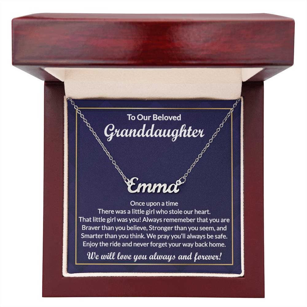 Custom Granddaughter Necklace Gifts from Grandma, Grandpa, Grandfather - Perfect for Graduation, Birthday, Personalized Name Jewelry