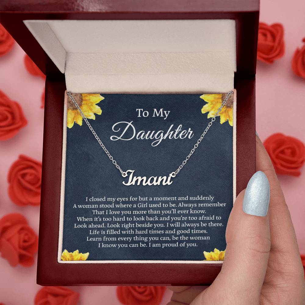 To My Daughter Flower Name Necklace, Personalized Gift for Daughter, Daughter Birthday Gift Message Card Jewelry, Handmade Necklace - Personalized Gift, with Box On Birthday Anniversary Christmas