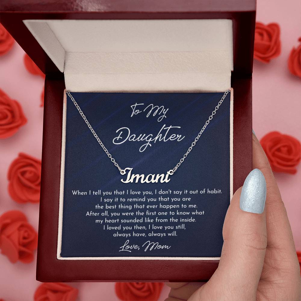 Daughters Birthday Gift with Message Card, Birthday Graduation Gifts for Daughter Personalized Name Necklace for Women
