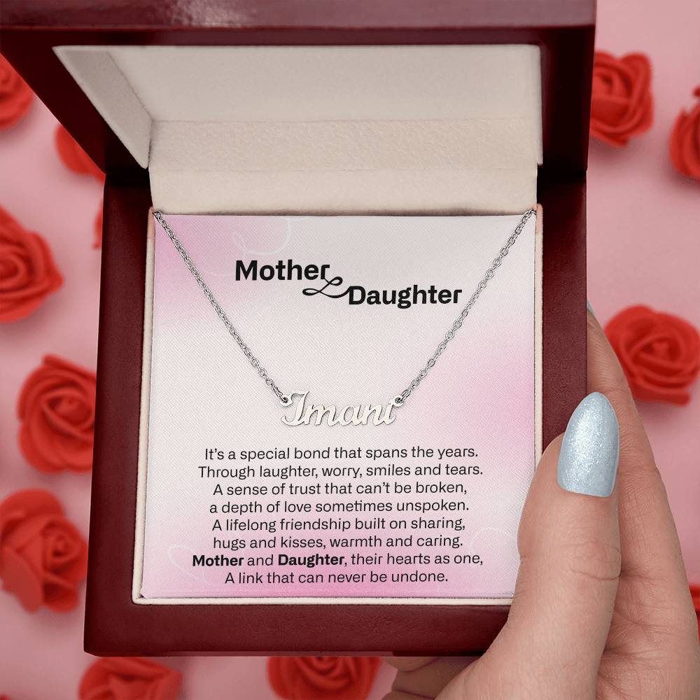 Gift for Mom Daughter Personalized Name Necklace with Heart Mother Daughter Necklace Birthday Mother's Day Gift for Mum Daughter with Love Card