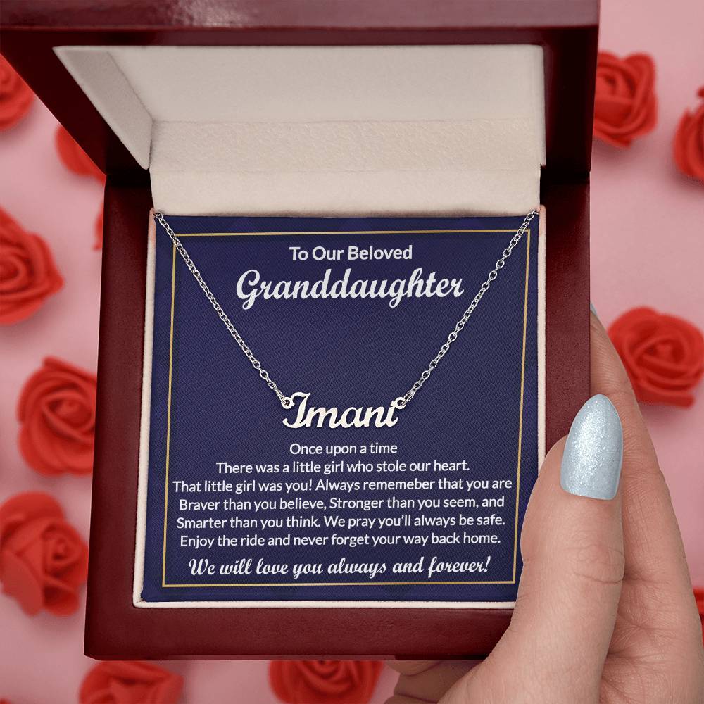 Custom Granddaughter Necklace Gifts from Grandma, Grandpa, Grandfather - Perfect for Graduation, Birthday, Personalized Name Jewelry