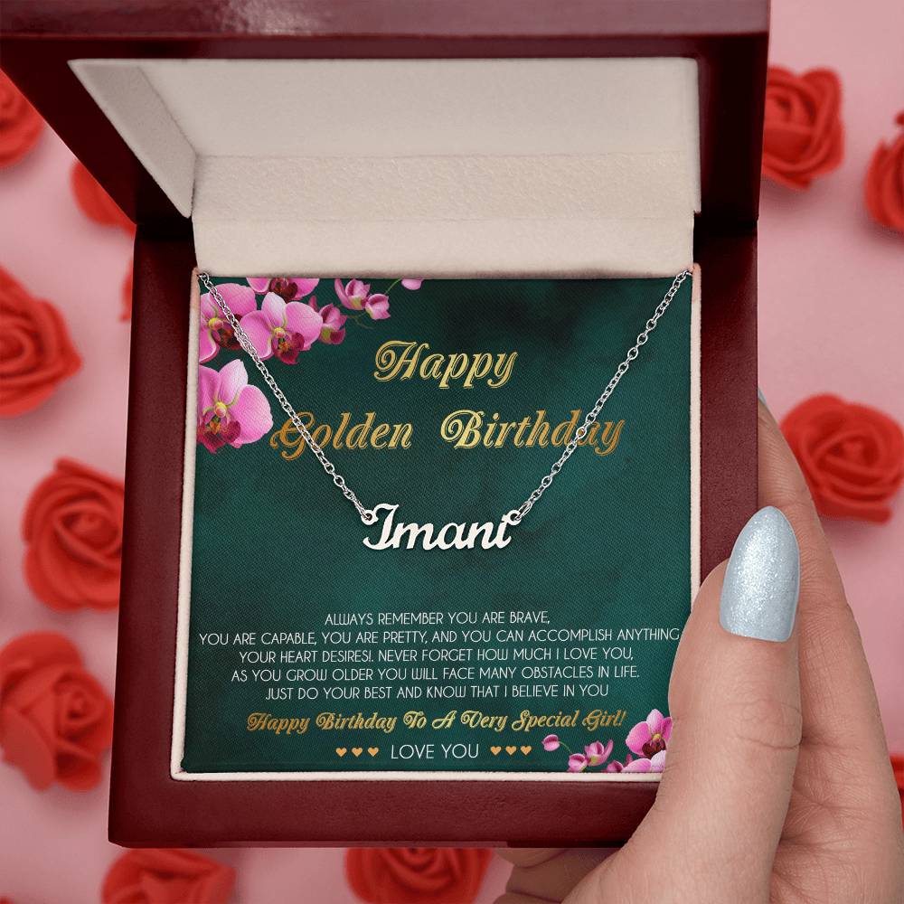 Personalized Name Necklace, Golden Birthday Gift Necklace, Happy Golden Birthday, Golden Birthday Jewelry, Gift for Golden Birthday, Golden Birthday Her