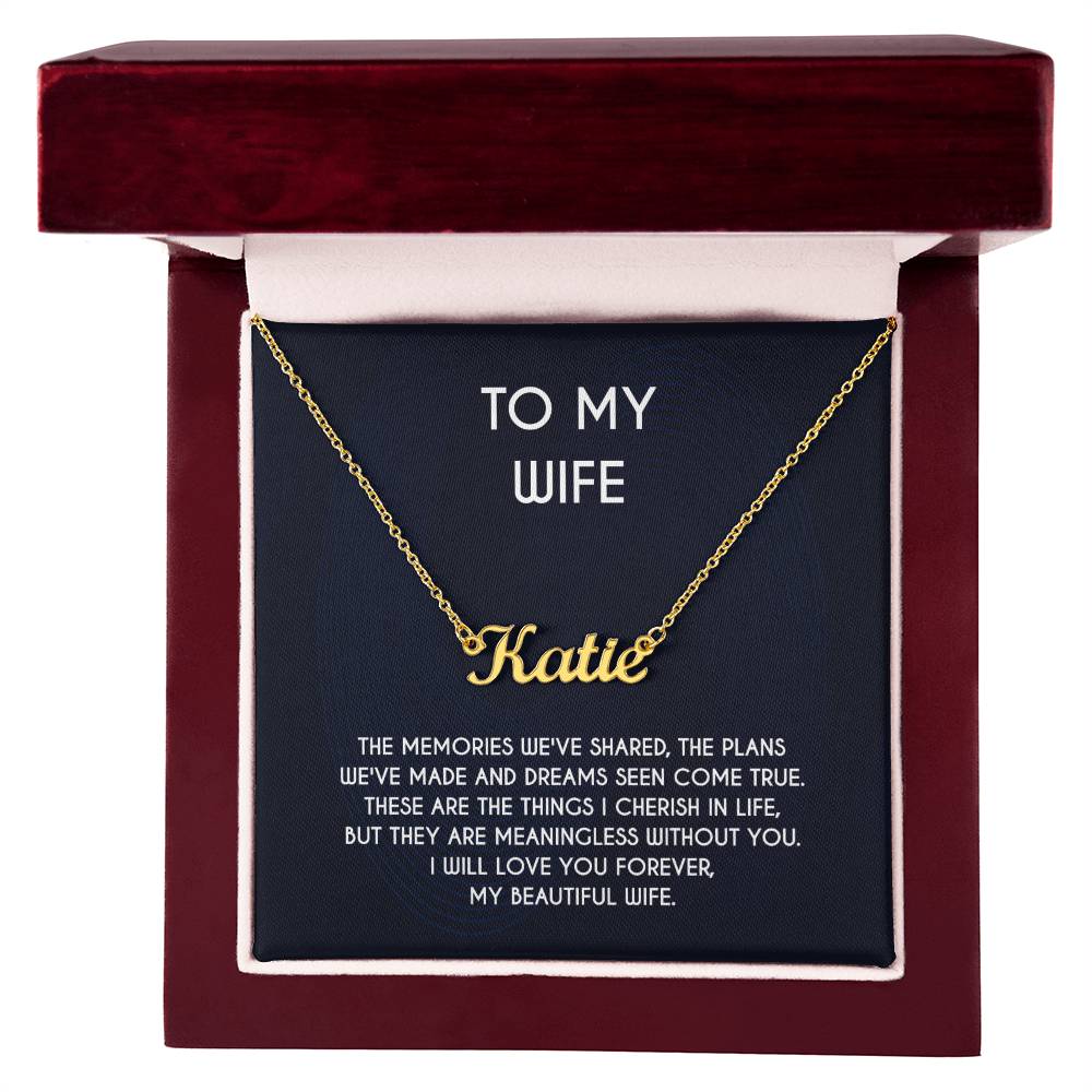 To My Beautiful Wife Necklace, Necklace From Husband Personalized Name Jewelry, Message Card and Box Necklaces for Women, Wife's Necklace for Anniversary