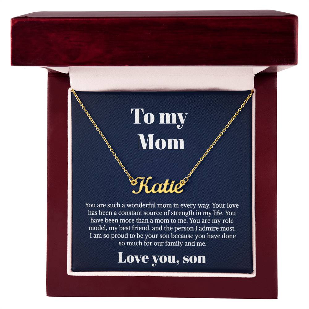 To My Mom Necklace From Son Personalized Name Necklace For Mom, To My Boyfriend Mom, My Girlfriend Mom On Mother's Day, Birthday With Message Card Box