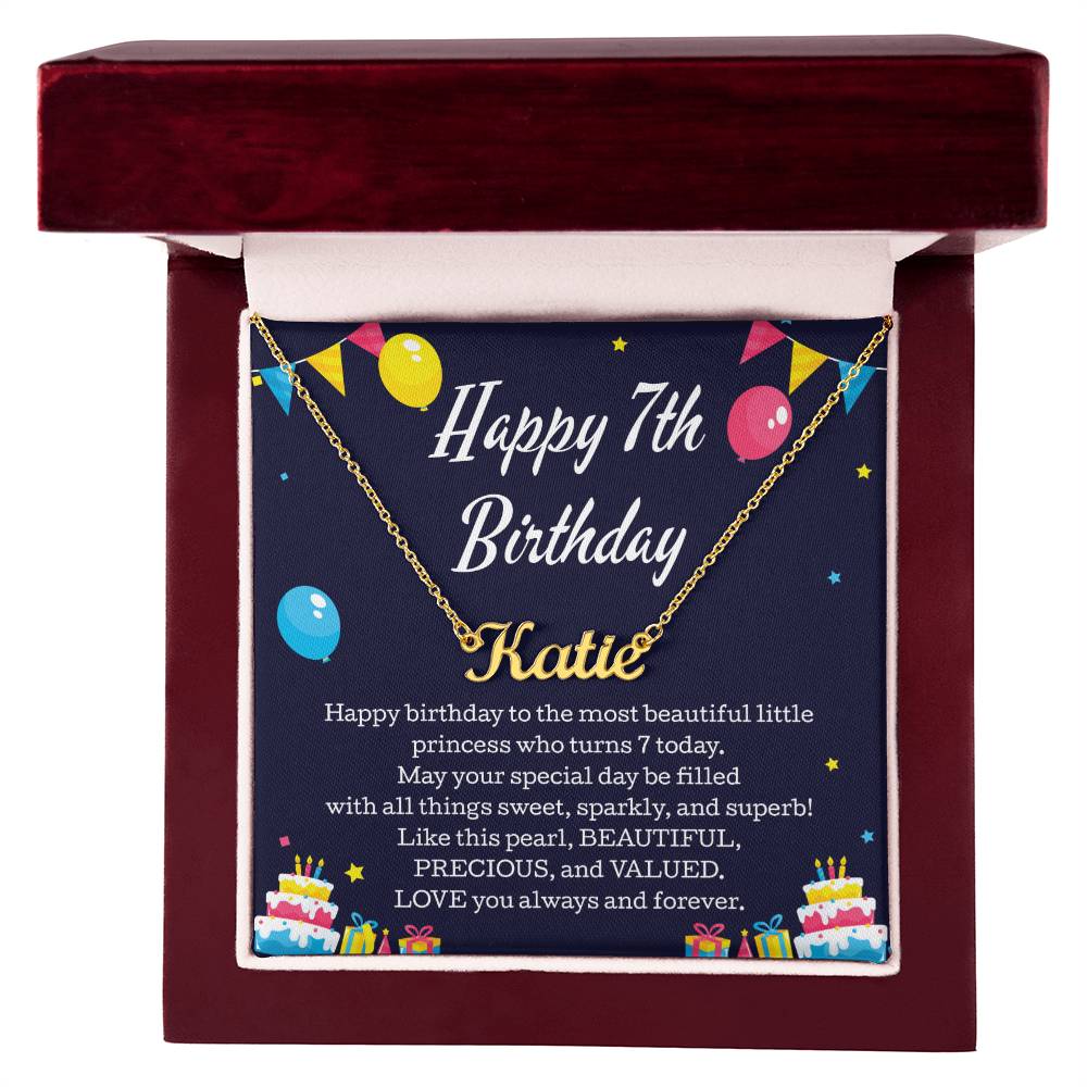 7th Birthday Gift Seventh Birthday Necklace Name Custom for Girls Personalized Birthday Gifts for Kids, Granddaughter, Stepdaughter, Niece