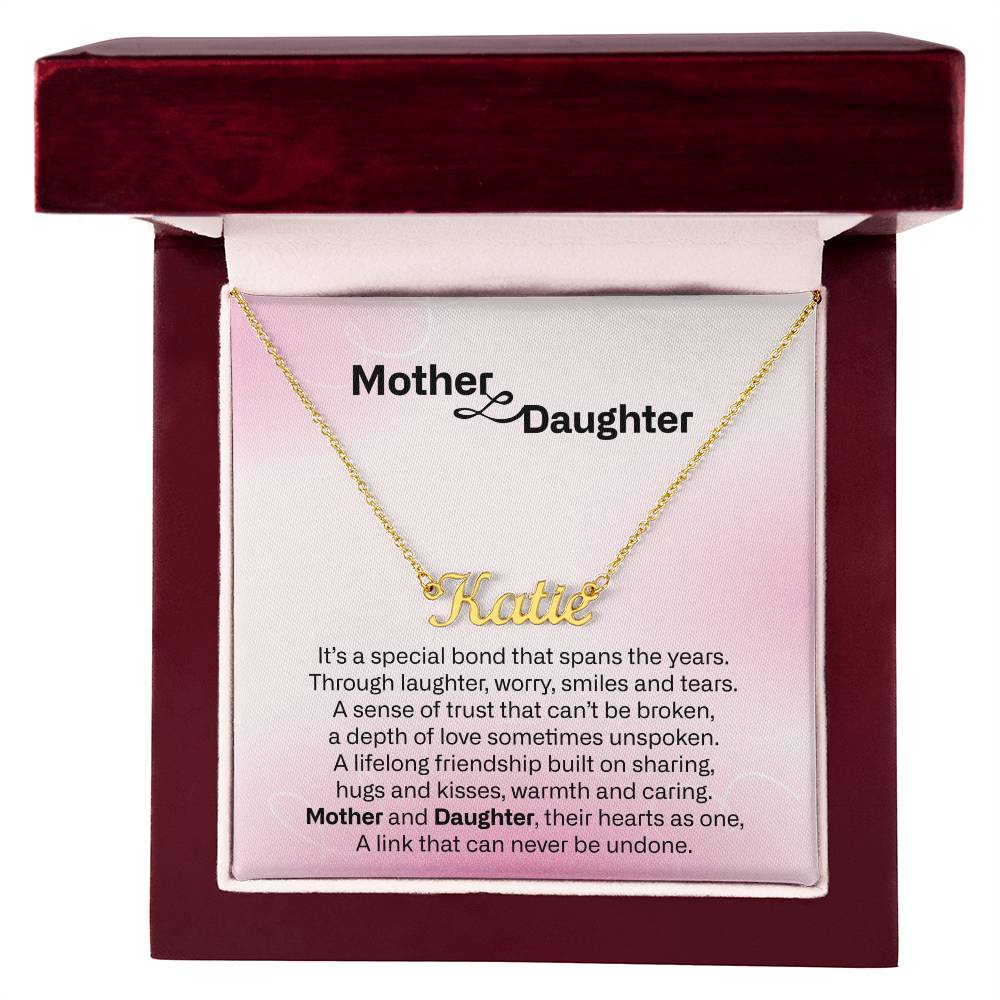 Gift for Mom Daughter Personalized Name Necklace with Heart Mother Daughter Necklace Birthday Mother's Day Gift for Mum Daughter with Love Card