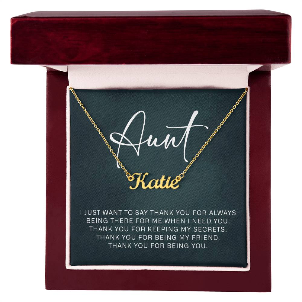 Jewelry Gifts for Aunt from Niece Nephew, Personalized Name Necklace on Sentimental Quote Card