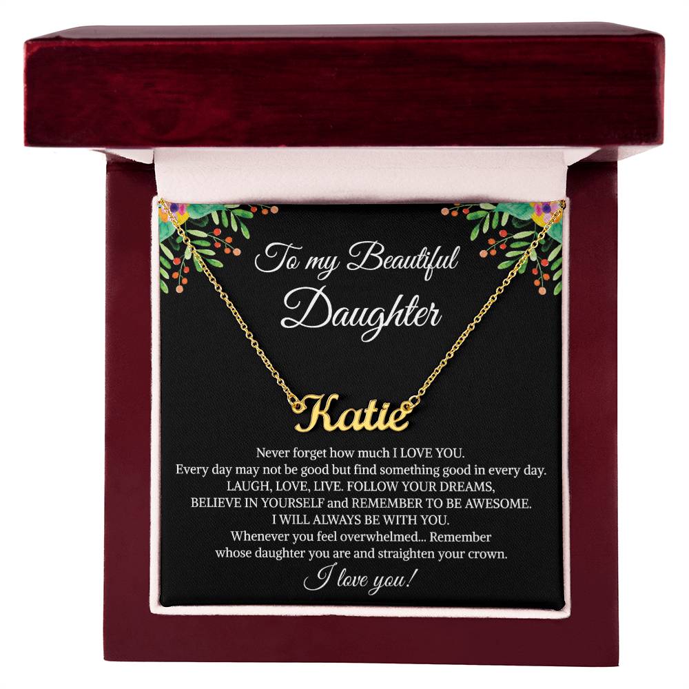 To My Beautiful Daughter Necklace, Mother's Day Graduation Birthday Christmas Jewelry Gifts from Mom Dad with Heartfelt Message Card & Elegant Box