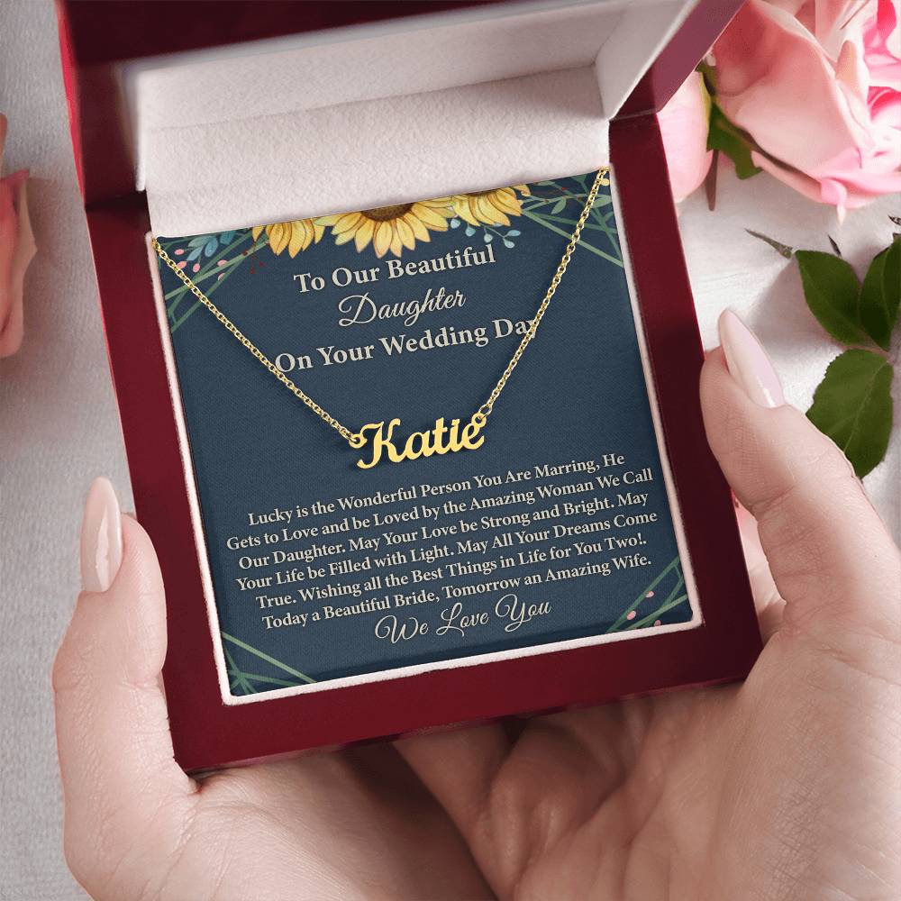 To My Daughter On Wedding Day Necklace From Mom, Beautiful Daughter Wedding Gift Jewelry Necklace Styles On Birthday, Bride Gift From Mom, And Wedding Gifts For Daughter.