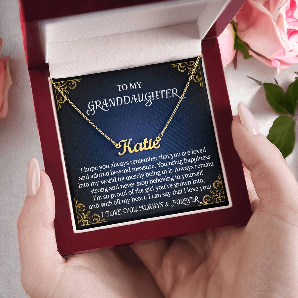 Granddaughter Necklace Gifts From Grandma Grandmother or Grandpa Grandfather To My Granddaughter Graduation Birthday Personalized Name Necklace with Message Card and Gift Box