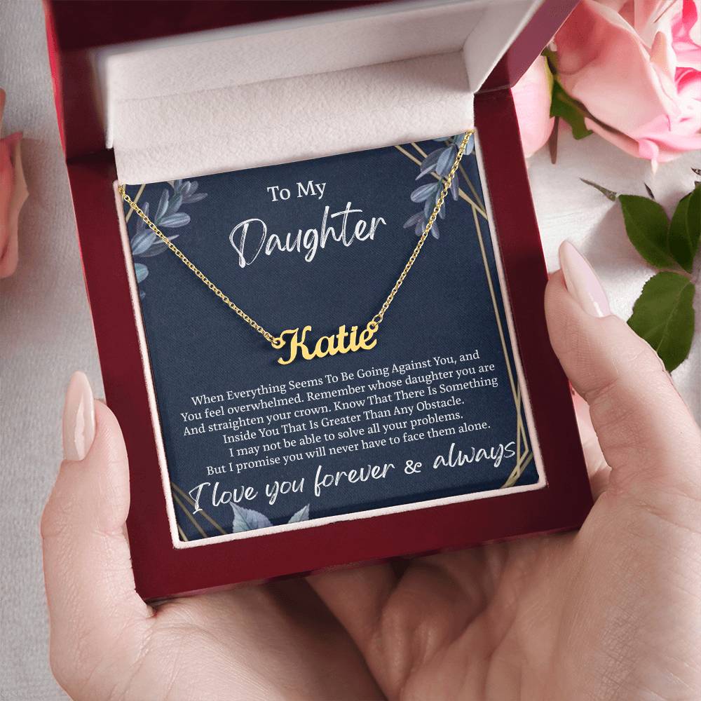 My Daughter Personalized Name Necklace, Personalized Gift for Daughter, Daughter Birthday Gift Message Card Jewelry, Personalized Jewelry