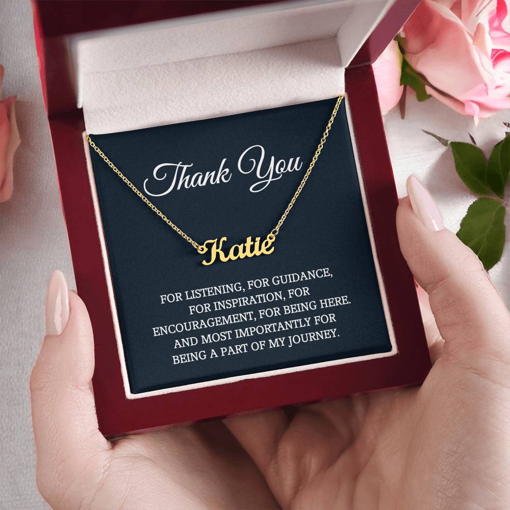 Thank you Card Jewelry Gift Set, Appreciation Gift for Her, Thank you Gift for Friends, Christmas Jewelry Gift for Her, Personalized Name Necklace