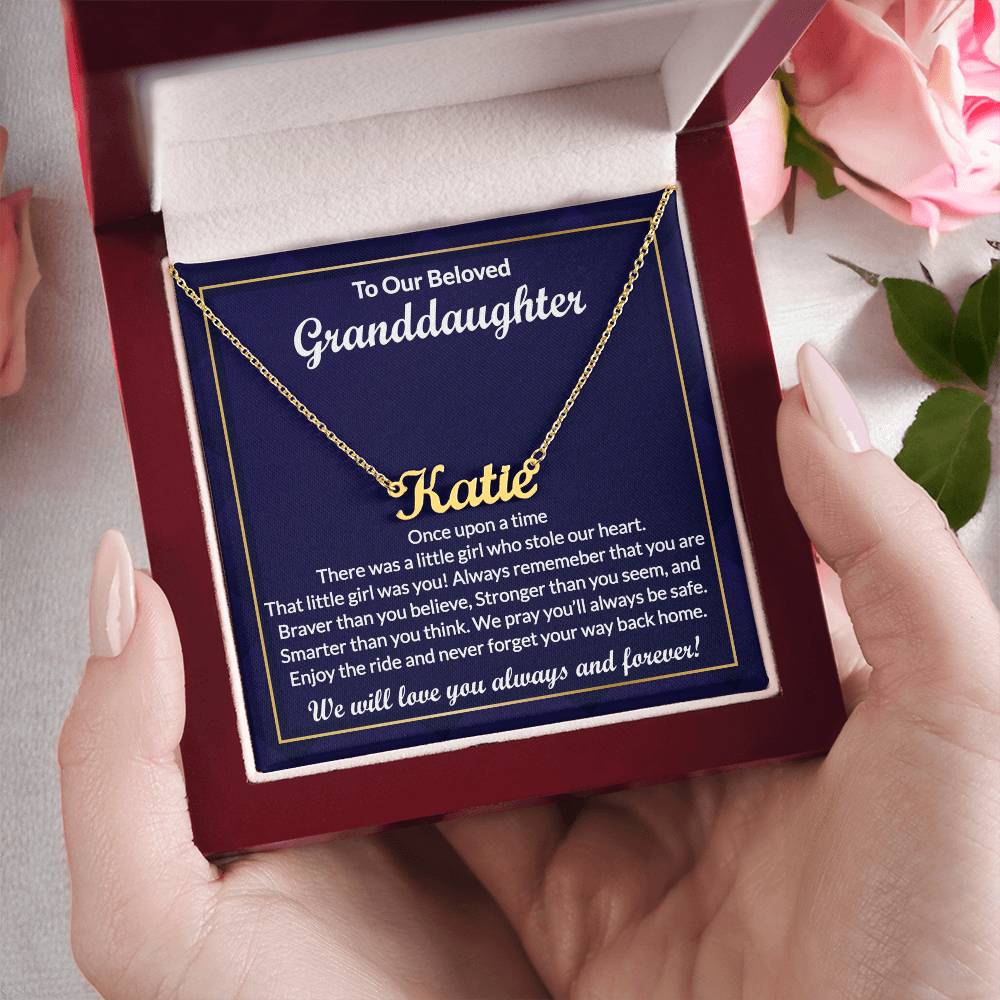 Custom Granddaughter Necklace Gifts from Grandma, Grandpa, Grandfather - Perfect for Graduation, Birthday, Personalized Name Jewelry