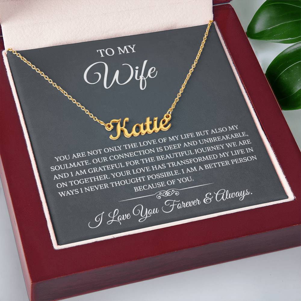To My Wife Necklace from Husband with Message Card Romantic Gifts for Wife  Name Necklace for Women, Wife Jewelry Rose Gold, Wife Birthday Anniversary Valentines Mothers Day Gifts