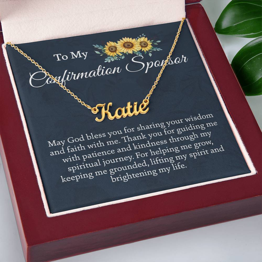 To My Confirmation Sponsor Necklace Jewelry Gift, Personalized Name Necklace