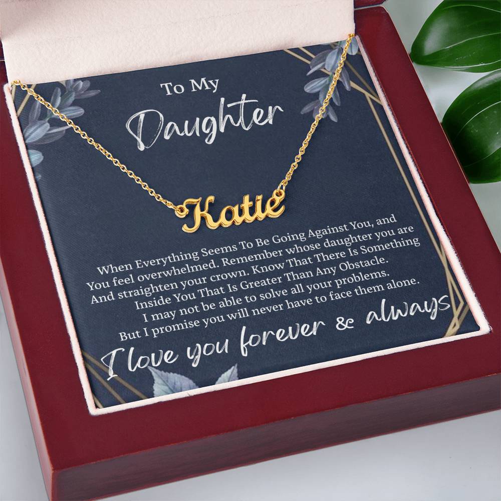 My Daughter Personalized Name Necklace, Personalized Gift for Daughter, Daughter Birthday Gift Message Card Jewelry, Personalized Jewelry