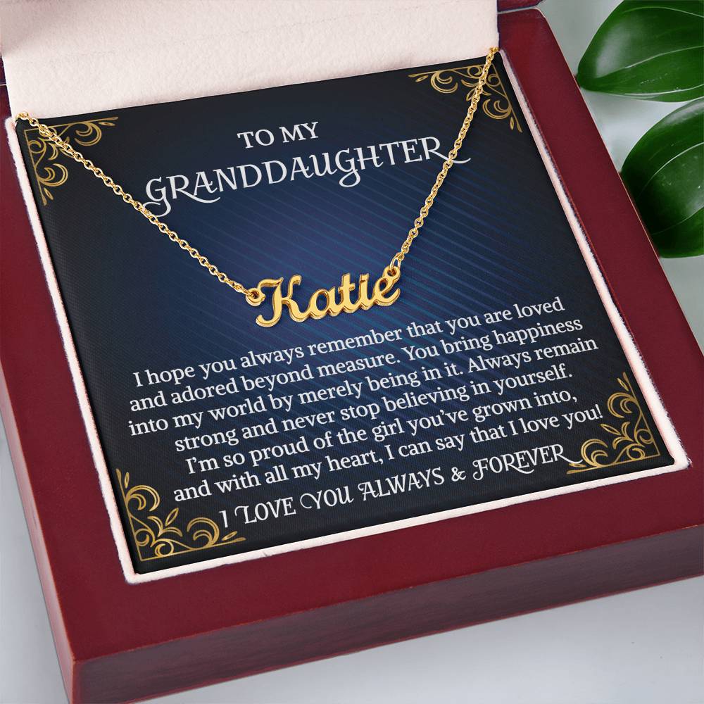 Granddaughter Necklace Gifts From Grandma Grandmother or Grandpa Grandfather To My Granddaughter Graduation Birthday Personalized Name Necklace with Message Card and Gift Box